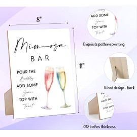 Minimalist Mimosa Bar Sign,Modern Mimosa Bar Decor,for Wedding Reception & Event Party,Bridal Shower Decor,Table Centerpieces for Party Event,Wedding Party Sign,Brunch Decor,Wood Signage With Stand,20