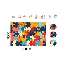 ZZBYSM 6X4FT Colorful Puzzle Photography Backdrop Multicolor Jigsaw Design Birthday Party Backdrop Banner Design Photo Background with Decoration Party Photography Cartoon BY324