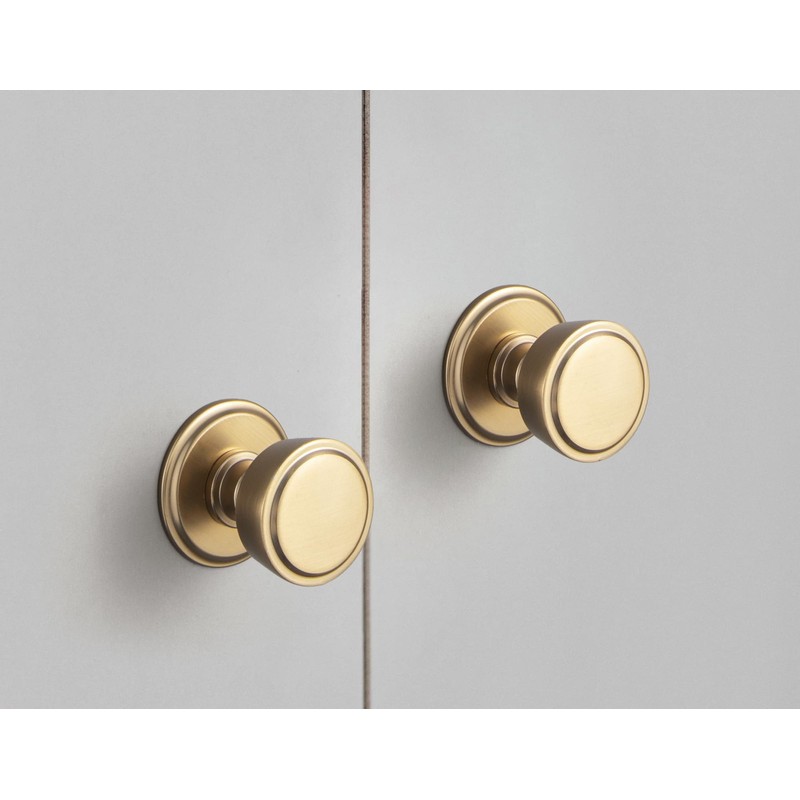 Goo-Ki 6 Pack Cabinet Knobs with Backplate Champagne Bronze Drawer