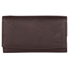 J. Wilson London Ladies Designer RFID Safe Protection Luxury Quality Soft Nappa Leather Purse Multi Credit Card Women Clutch Wallet with Zip Pocket (Brown)