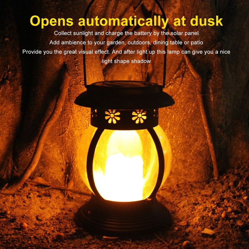 Brass Color Courtyard Solar Powered Hanging Lantern Light IP44 Waterproof