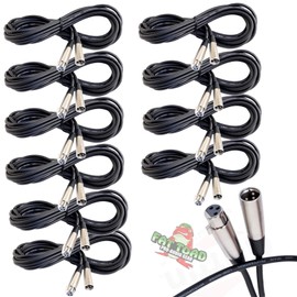 Fat Toad Microphone Cables (10 Pack) 20ft Professional Pro Audio XLR Mic Cord Patch with Female & Male Connector | 24 AWG Shielded Wire & Balanced for Sound Music Recording Studio Mixer Stage Gear