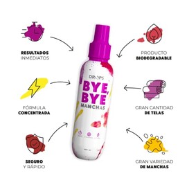 Drops - Bye Bye Manchas X2,Quitamanchas de Vino, Elimina manchas de tapicería, desodorante y sudor,efectivo en la mayoría de telas, fácil de usar, 250 mL c/u