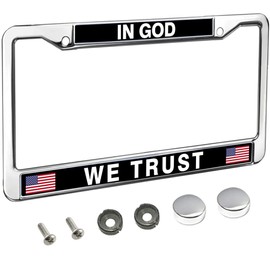 in God We Trust Christ License Plate Holder Stainless Steel License Plate Holder Simple and Firm License Plate Holder Label Holder Matching Screw Cap