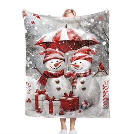 Snowman Blanket Snowman Throw Blanket Snowman Gifts and Decor Christmas Blanket for Girls Women Boys Men Soft Warm Cozy Fleece Blanket for Couch Sofa ​Bed 50"x40"