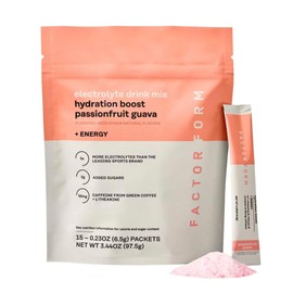 FACTOR FORM Hydration Boost Electrolyte Powder | 1800mg Electrolytes | Vitamin C, D, B6 & B12 for Energy & Immunity | No Added Sugar | 5 Calories | 15 Packets (15 Packets, Passionfruit Guava)
