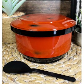Red Ohitsu Sushi Rice Container Bowl With Scoop Spoon Serves 2-3 People