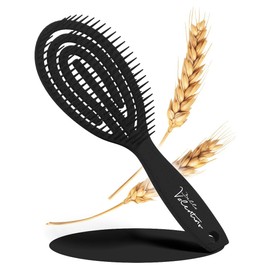 BellaValentino No Pull Hair Brush - Detangling Brush for Women, Men & Children - Detangler Brush - Perfect for Curls, Long, Short & Wet Hair - Sustainable Hair Care - Heat Resistant (Black)