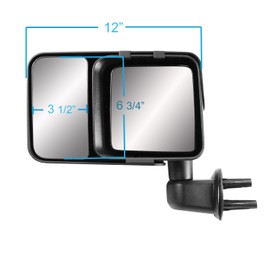 Snap & Zap Custom Fit Towing Mirror Pair - Fits ONLY 07-17 Jeep Wrangler, 2018 Wrangler JK Model