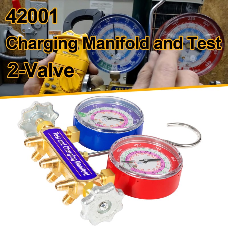 YMT 42001 Charging Manifold and Test, 2-Valve, A/C Manifold Gauge,