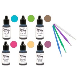 Ranger Simon Hurley Bundle - 6 Dye Ink Collection with PTP Flash Deals Detail Sticks (REINKERS: Clear Skies, Overzealous, Over Moon, Prom Queen, Grrr!, Triple Berry)