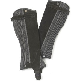 Artist Unknown Ovation Women's Ribbed Suede Leather Durable Lightweight Adjustable Breathable Horse Riding Half Chap, Black, Small (Regular)