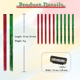 BARSDAR Highlights Pack of 12 Coloured Hair Extensions, 55 cm, Straight, Long Hairpieces, Coloured Hair Strands for Clip-In Hair Extensions, for Children and Women