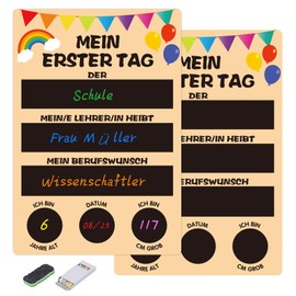 WEDNOK Erster Schultag Kreidetafel 30x20,5cm Schulanfang Schultafel Einschulung Nachrichtentafel Doppelseitige Schulkind Tafel für Kinder Student Kindergarten Schule Schulbeginn Schulstart