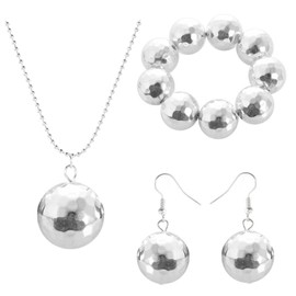 Disco Ball Necklace Earrings Bracelet Disco Ball Dangle Earrings Disco Ball Chian Necklace Bracelet Sliver Disco Ball Jewelry Set 70s Disco Outfits Disco Costumes for Women
