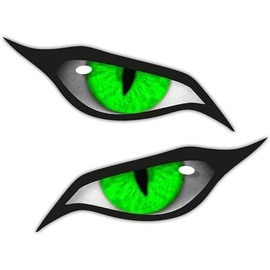 Pack of 2 Evil Eyes Eye Vinyl Car Motorbike Helmet Sticker Decal Green Each Stickers Measures 166mm by 68mm