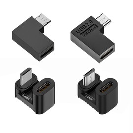 chenyang 4 Pack Micro USB 2.0 Connector Micro USB Male to USB C Female 90/180 Degree Angled Connector Adapter