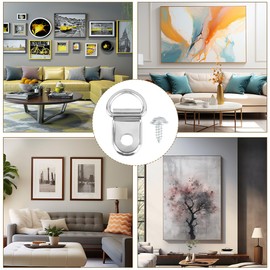 OctBird Picture Hanging Kit,30m Painting Hanging Wire,Picture Hooks for Hanging,42 D Hooks For Hanging Pictures,42 Screws,70 Crimp Ring Sleeves,1 Screwdriver, Set of Wall Picture Hooks Hanging Picture