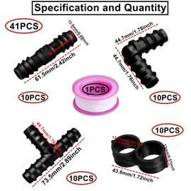 HUAZIZ 41 Pieces Irrigation Connection Kit for Hoses, PE T Pieces Angle Pieces Couplings End Caps Plugs Barb Hose Connector for 16 mm Garden Drip Sprinkler Systems