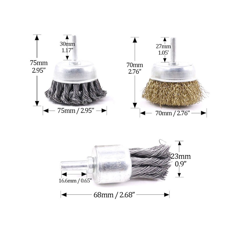6 Pcs Drill Wire Brush Multi Functional Wire Cup Brush