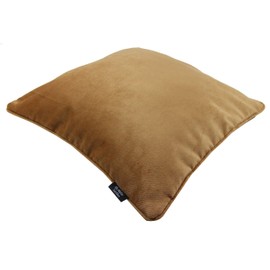 McAlister Textiles Matt Velvet Piped Cushion Covers - Caramel 43x43 Cm - 17x17 Inches - Plush Decorative Throw Pillows Machine Washable & Fade Resistant