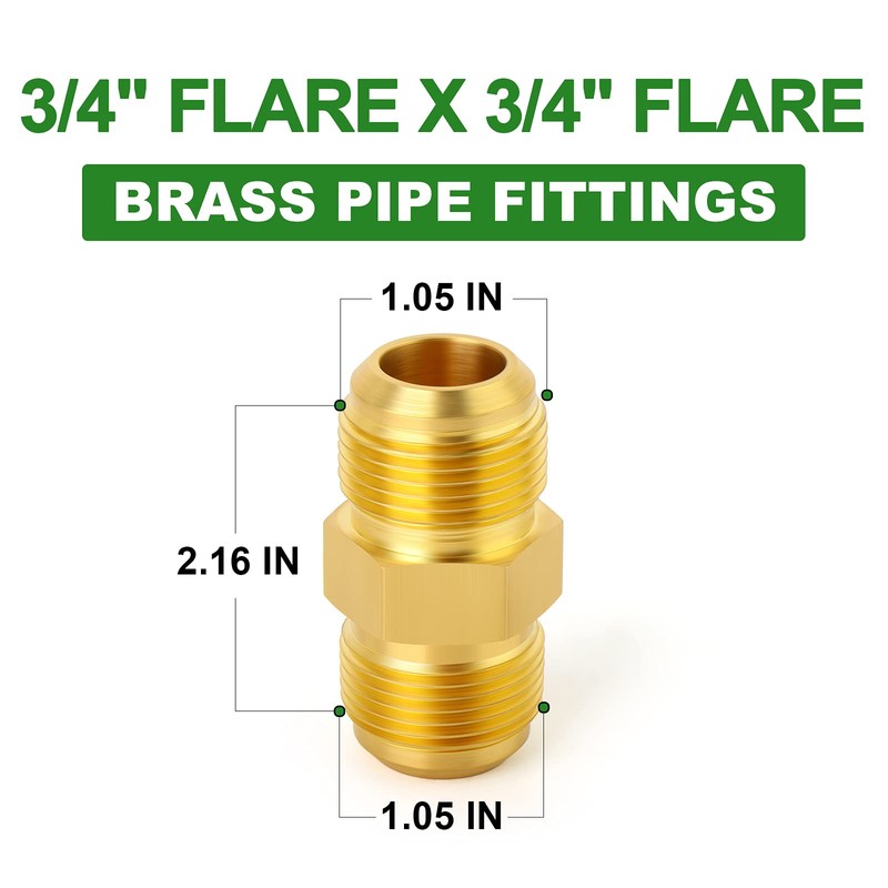 TAISHER Metals Brass 5PCS 3/4 Inch Flare x 3/4 Inch