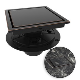 WEBANG 6 Inch Square Shower Drain Bronze Floor Drain with Flange Reversible 2-in-1 Cover Tile Insert Grate Removable SUS304 Stainless Steel CUPC Certified Oil Rubbed Bronze