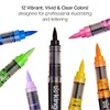 KINGART Acrylic Paint Markers Brush Tip, 12 Vibrant Colors. Water-based,