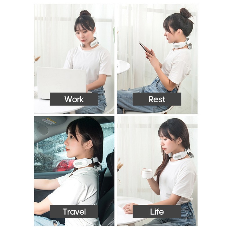 4-Head Cervical Spine Massager Strength Adjustment USB Rechargeable Intelligent Pulse