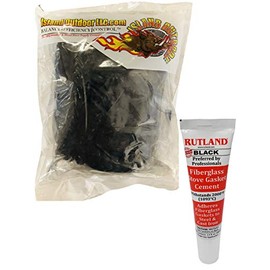 LavaLock Wood Stove Replacement Gasket & Glue for Woodburning Stoves - Graphite Impregnated Fiberglass Gaskets Adhesive Cement (1/2" x 84" Rope w/Glue)