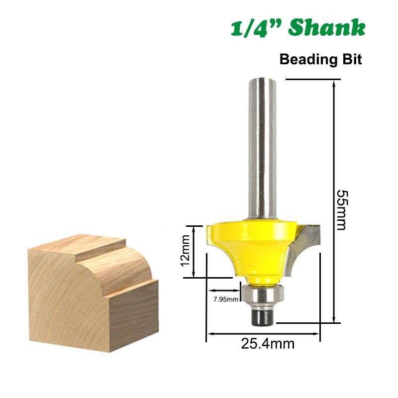 Wilsnsun 1/4 Inch Shank Forming Roundover Beading Router Bit Set