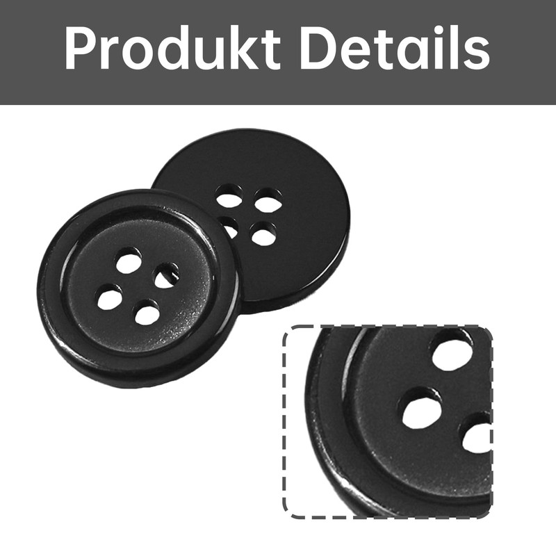 couduan 60pcs Black Resin 10mm, 20mm, 30mm Round Sewing Buttons