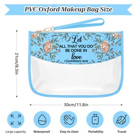 1 Corinthians 16 14 Blue Makeup Bags with Zipper Religious Birthday Gifts for Women Christian Faith Inspirational Cosmetic Travel Bag Organizer Bible Verse Gifts for Sister
