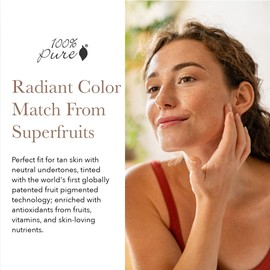 100% PURE Healthy Foundation Full Face Coverage Makeup, Liquid Matte Finish with Anti-Aging Benefits - Vegan Gorgeous Fruit Pigmented Toffee Color (Tan with Neutral Undertone) - 1 Fl Oz