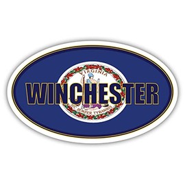 Winchester City Virginia State Flag | VA Flag Winchester County Oval State Colors Bumper Sticker Car Decal 3x5 inches