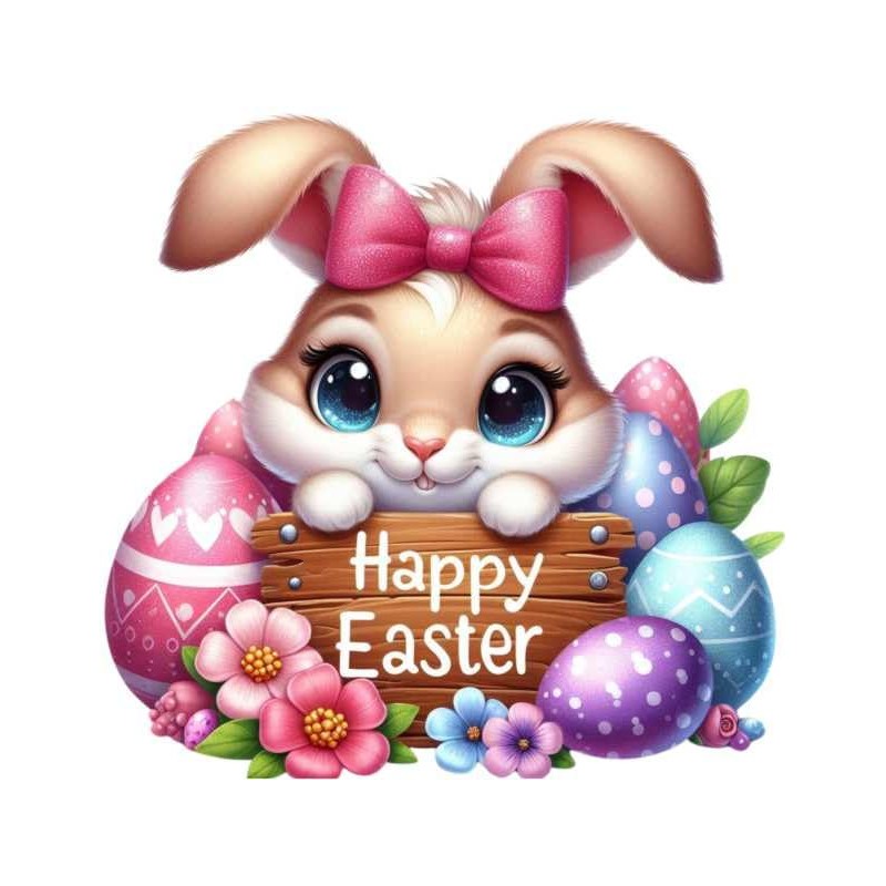 x12 Rabbit Easter Bunny Happy Easter Glass Vinyl Decal Stickers