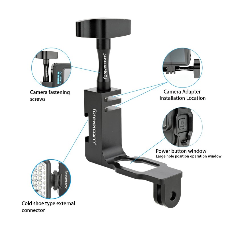 Forevercam Aluminum 90° Vertical Elbow Mount Adapter Compatible for Gopro