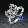 PAHALA 925 Sterling Silver Pink Blue Crystals Bow-Knot Cubic Zirconia