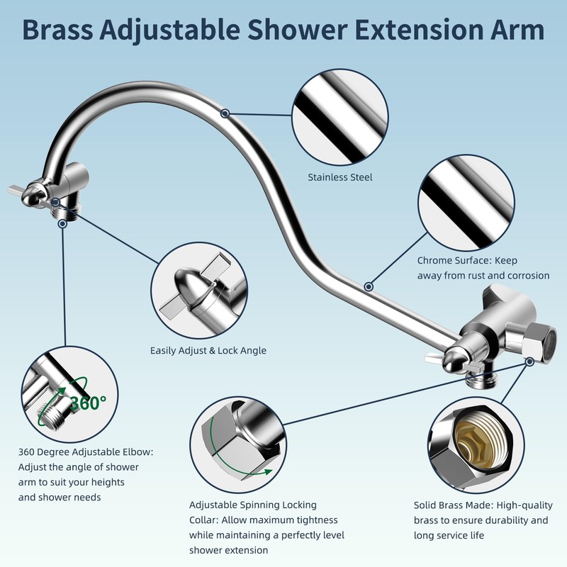 Hibbent All Metal Shower Head, 8'' High Pressure Rainfall Shower