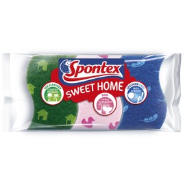 Spontex Sweet Home Sponge Set Scouring Pads for Kitchen, Bathroom and Universal, Pack of 3