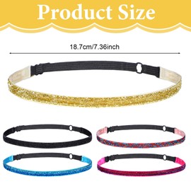 5 Pcs Glitter Non Slip Running Headbands, Elastic Shiny Headbands for Women Non-slip Rhinestone Headband Adjustable Size Sparkly Headband Fabric Hairband for Sports Yoga Hair Accessoris for Women