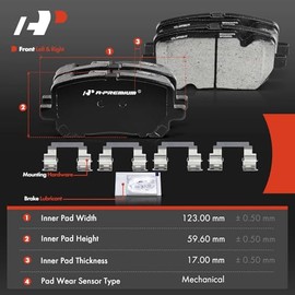 A-Premium Juego de pastillas de freno de disco cerámico delanteras y traseras compatibles con Toyota Corolla 2003-2008 1.8L, 8 piezas