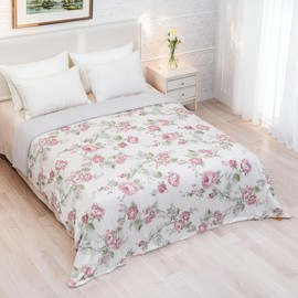 MAGRACE Cooling Comforter for Hot Sleepers, Pink Peony+Rose+Hibiscus Cooling Blankets Queen Size 90"x90",Double-Sided Cool Technology, Q-Max>0.43,Lightweight Breathable, Cold Blanket for Bed