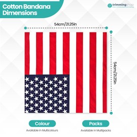 Trimming Shop Cotton Unisex Paisley Bandana Lightweight Breathable and Durable for Handkerchiefs Headband Riding Party US Flag 54 cm, US flag