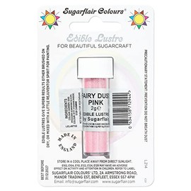 Sugarflair Fairy Dust Pink Edible Lustre Dust, Add a Lustrous Shine to Cakes or Decorations. Brush On or Add Rejuvenator to Create Eye-Catching Edible Paint, Gives Shine to Your Bakes - 2g