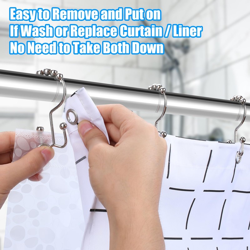 Shower Curtain Rings,Shower Curtain Hooks,Rust Proof Secure Lock Ring Clips