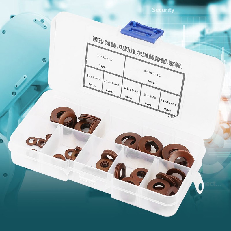 7 Sizes Belleville Compression Spring Disc Washer Gasket Disc Spring