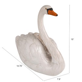 Creative Co-Op Stoneware Swan Decor, White, Black and Orange Color