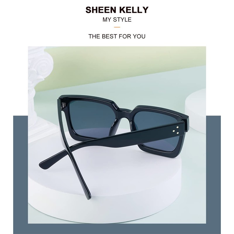 SHEEN KELLY Rectangular Retro Sunglasses Women Men Square Vintage Chunky