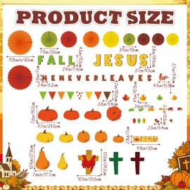 Pasimy 3D Fall Bulletin Board Decorations Set Reading Classroom Decor DIY Christian Maple Gnome Coffee Book Pumpkin Cutouts Autumn Paper Fan Border for Thanksgiving School Office Door Supplies(Jesus)